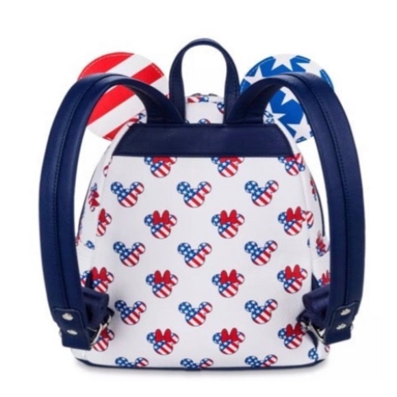 Loungefly Mickey and Minnie Mouse Americana Mini Backpack - Picture 2 of 3